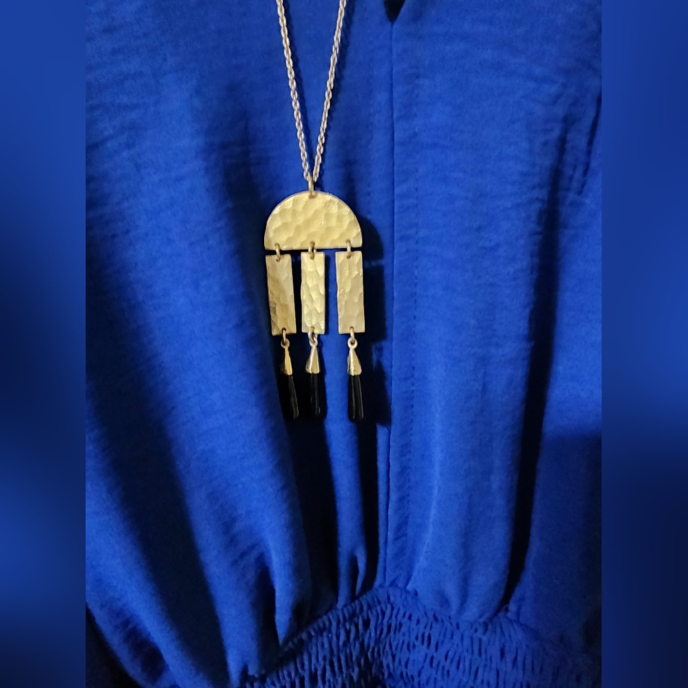 Nina Leonard Blue Pleated Maxi 1X 2X - Picture 5 of 10